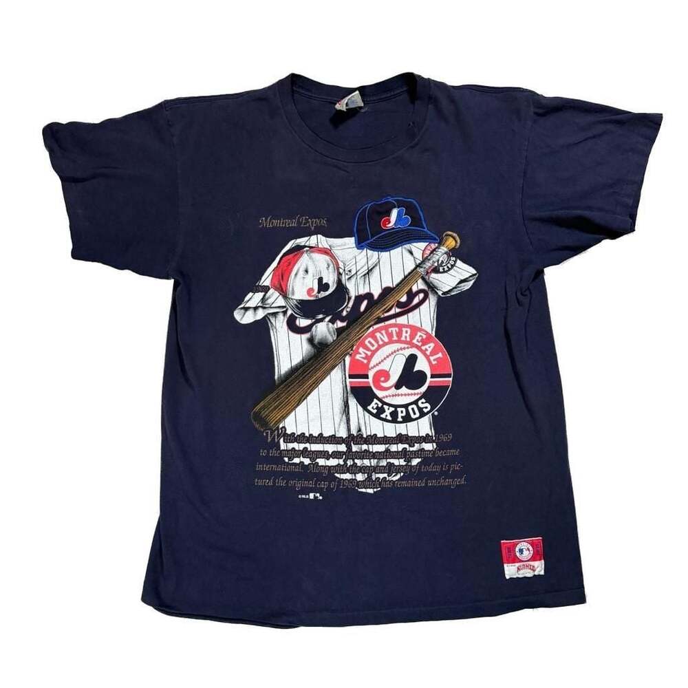 Vintage 90s Montreal Expos Nutmeg Mills MLB Graphic T-Shirt Grunge